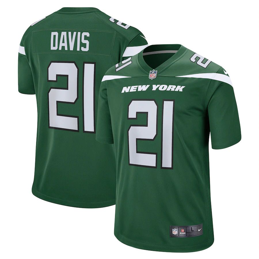 Men New York Jets 21 Ashtyn Davis Nike Gotham Green Game Player NFL Jersey